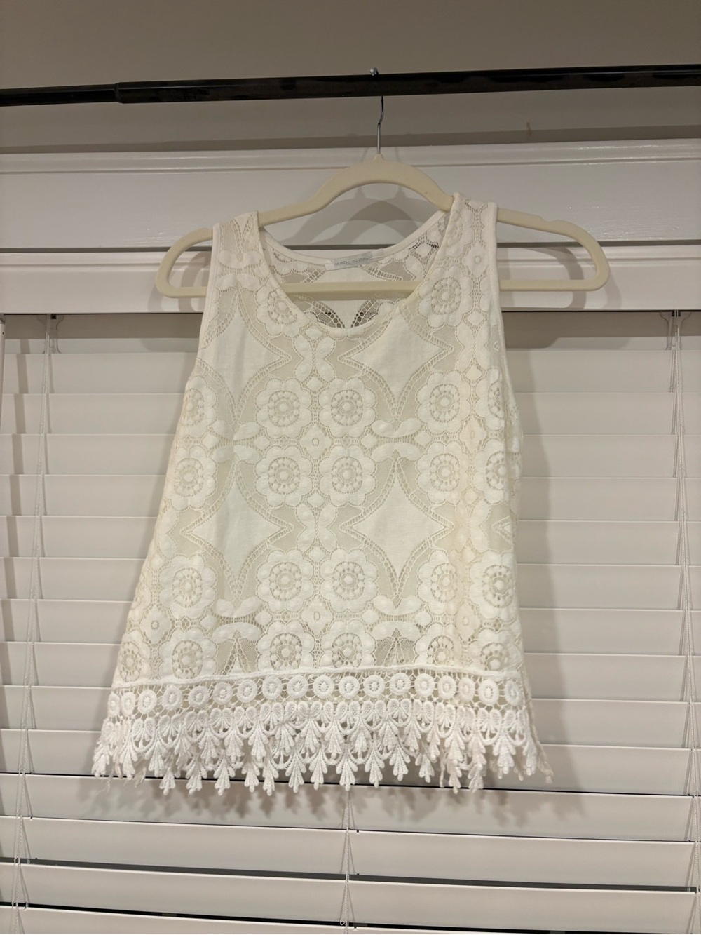 Women's Cream Lace Crochet Tank Top